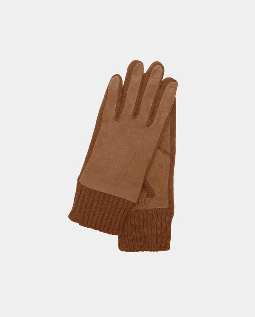 Guantes de serraje y punto en marrón