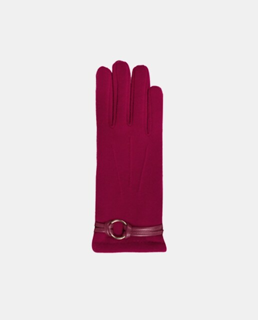 Guantes de tejido en fucsia con adorno de anilla