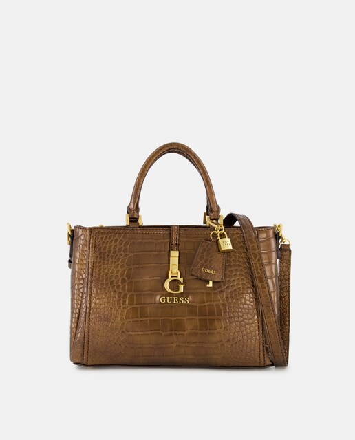 Imagen 0 de Bolso de mano grande G James dorado con estampado coco