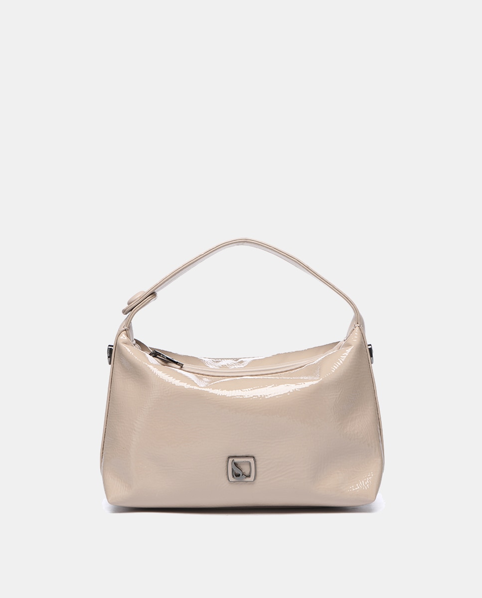 Imagen 0 de Bolso de mano pequeño en charol beige