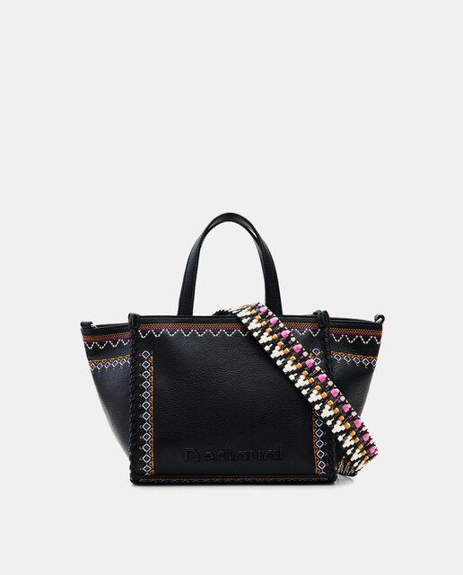 Imagen 0 de Bolso shopper mediano Rigoberta en negro con bordados