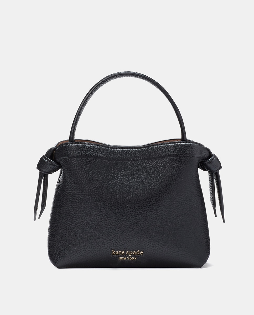 Imagen 0 de Bolso de mano mini Knott de piel en negro con bandolera