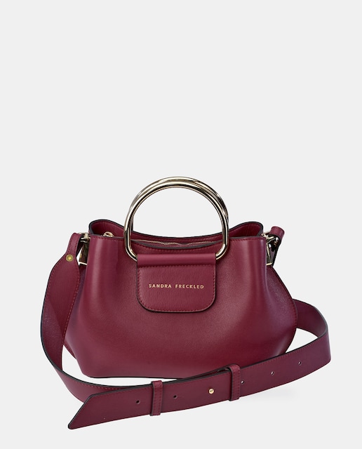 Imagen 0 de Bolso de mano con bandolera en piel color habana