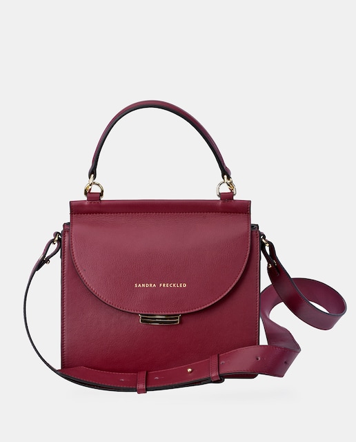 Imagen 0 de Bolso de mano con solapa en piel lisa color habana