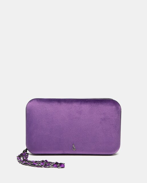 Imagen 0 de Clutch rectangular en terciopelo lila con cremallera