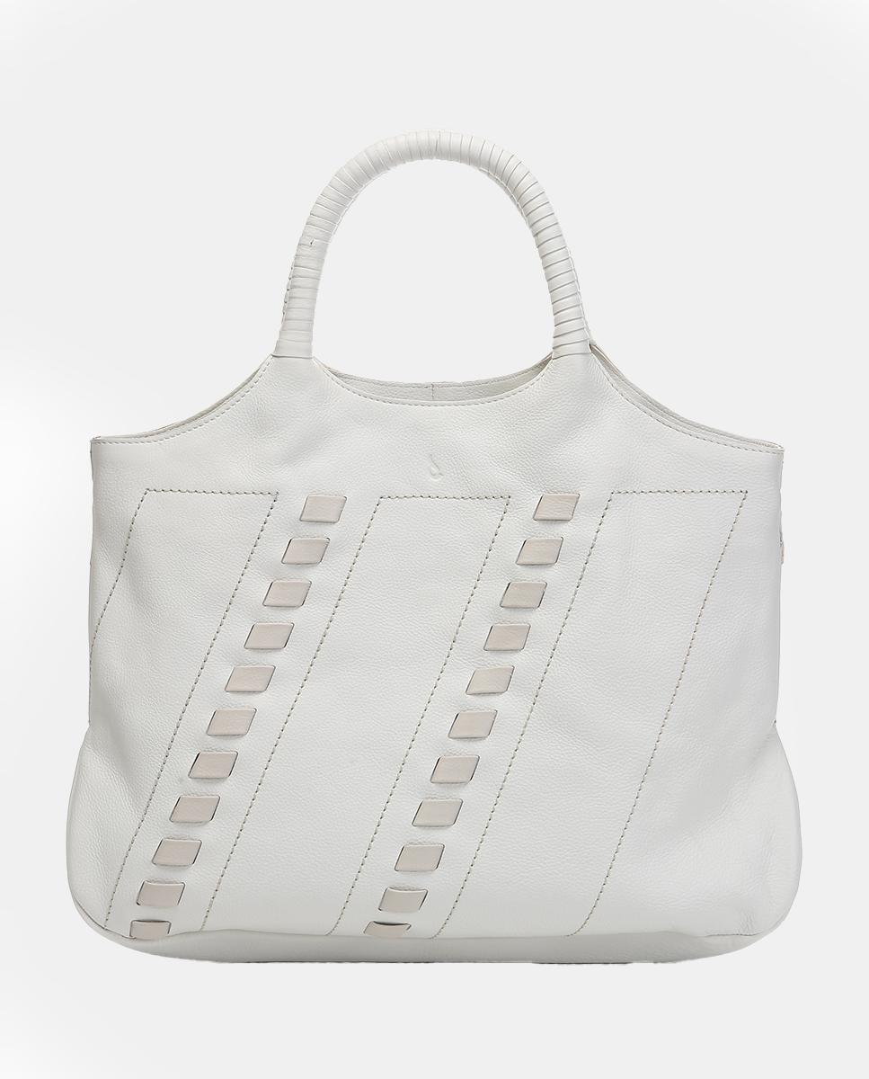 Imagen 0 de Bolso shopper Oceans Diary con detalles pasados en piel blanca