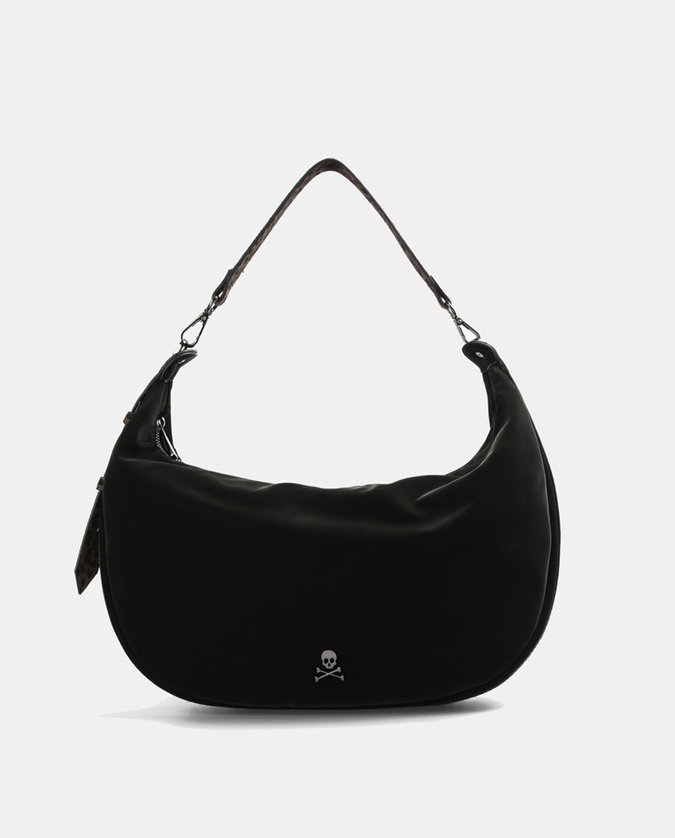 Imagen 0 de Bolso de hombro NY MOON LEO BAG negro con correa de estampado animal