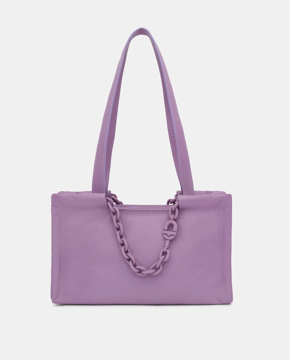 Imagen 0 de Bolso shopper mediano Manifesto de piel en lila con varias asas