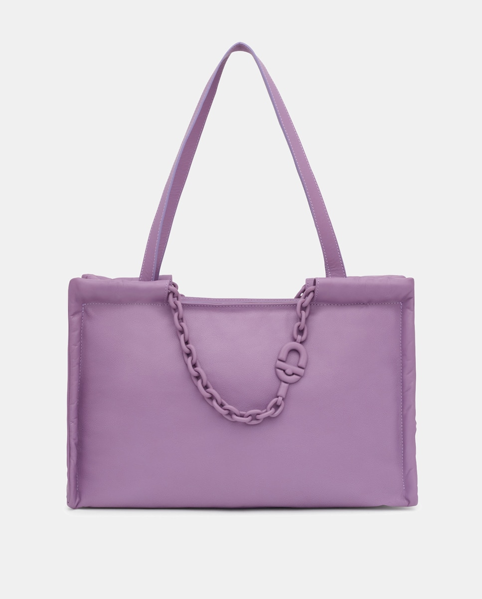 Imagen 0 de Bolso shopper XL Manifesto de piel en lila con varias asas