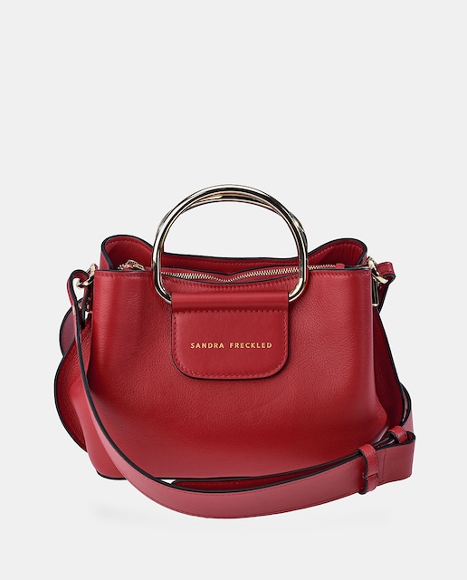 Imagen 0 de Bolso de mano con bandolera en piel color habana