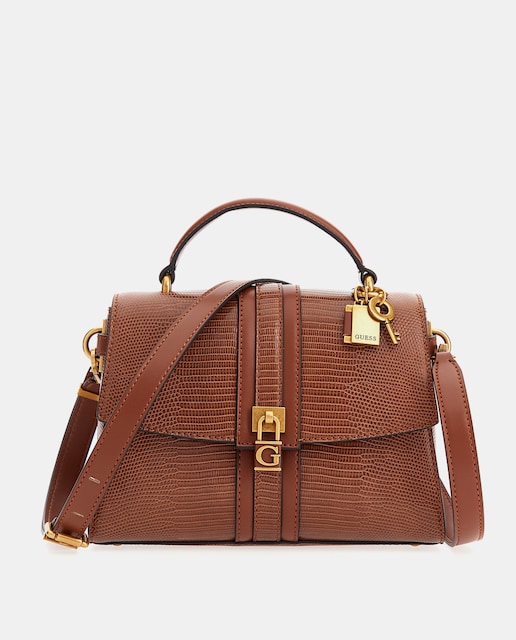 Imagen 0 de Bolso de mano Ginevra en marrón con grabado animal print