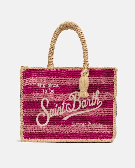 Imagen 0 de Bolso con asas de rafia a rayas