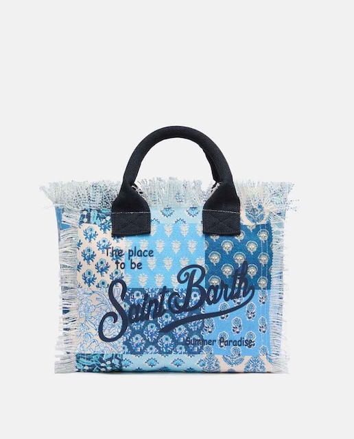 Imagen 0 de Bolso de mano con asas y bandolera de algodón estampado patchwork