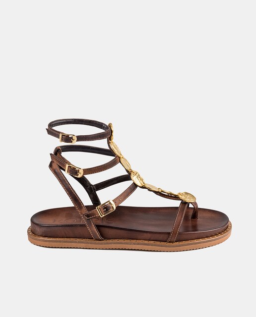 Imagen 0 de Sandalia de mujer en piel con abalorios