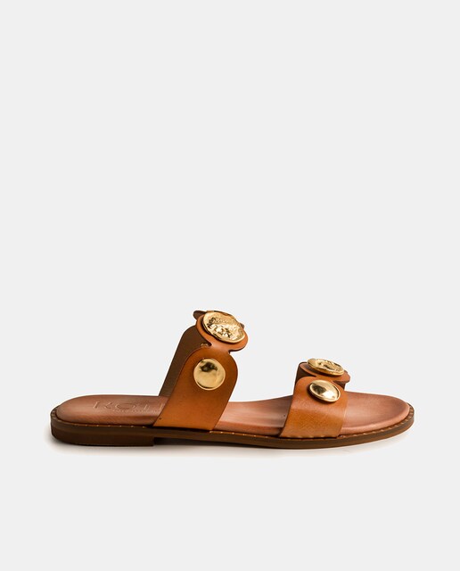 Imagen 0 de Sandalia de mujer en piel con abalorios