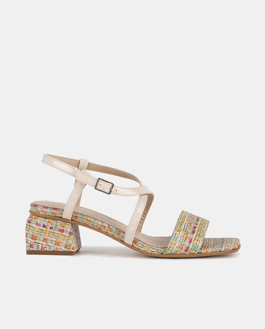 Imagen 0 de Sandalias de mujer en tacón medio y piel multicolor