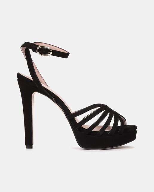 Imagen 0 de Sandalia de piel con tacón y pulsera al tobillo