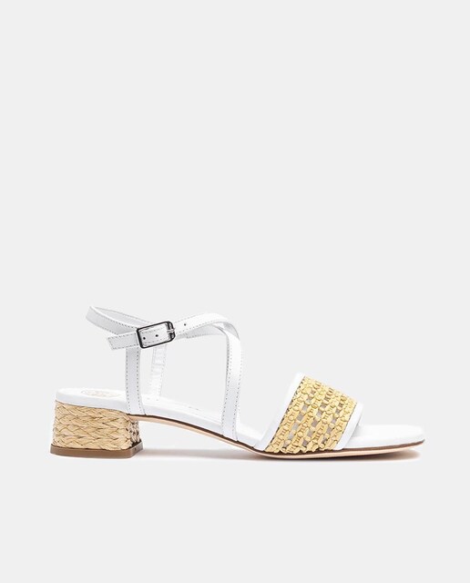 Imagen 0 de Sandalia de tacón de mujer de tiras cruzadas en rafia