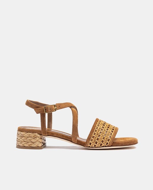 Imagen 0 de Sandalia de tacón de mujer de tiras cruzadas en rafia