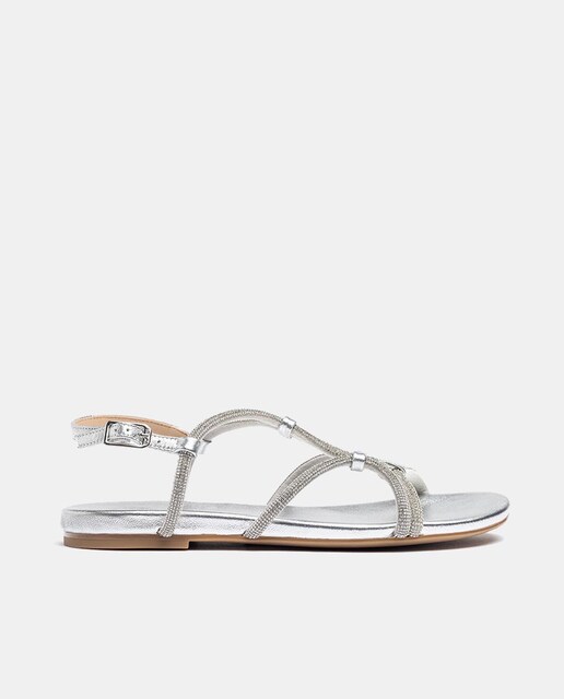 Imagen 0 de Sandalia plana de mujer de brillo multitiras