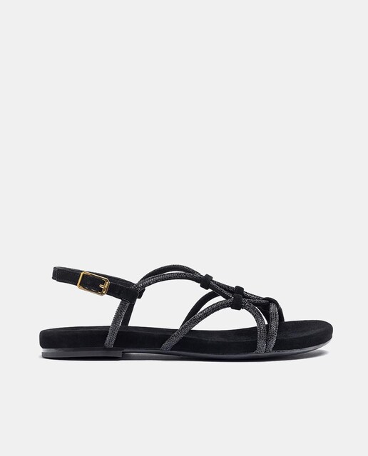 Imagen 0 de Sandalia plana de mujer de brillo multitiras