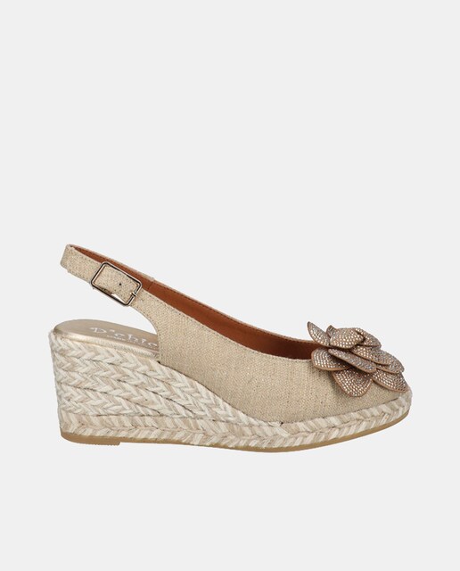 Imagen 0 de Alpargatas de cuña de mujer tipo peep toe en lino