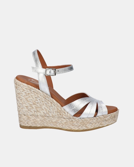 Imagen 0 de Alpargatas de cuña de mujer en piel con plataforma