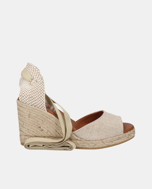 Imagen 0 de Alpargatas de cuña de mujer en lino con cintas