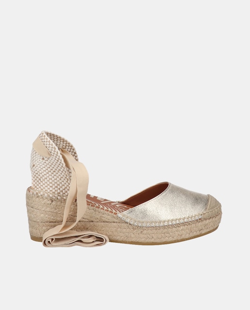 Imagen 0 de Alpargatas de cuña de mujer en piel con cintas