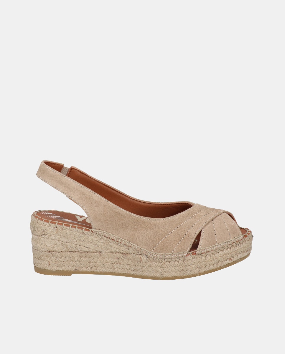 Imagen 0 de Alpargatas de cuña de mujer tipo peep toe en serraje