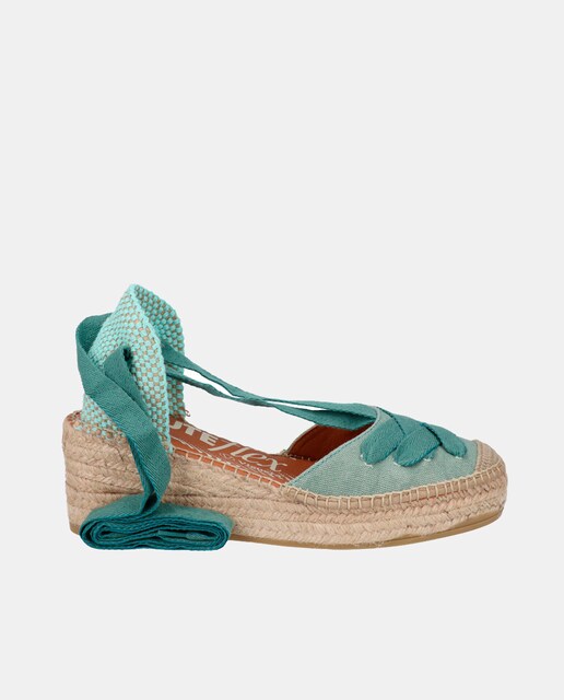 Imagen 0 de Alpargata mujer en lino algodón con cintas cruzadas en cuña yuteflex
