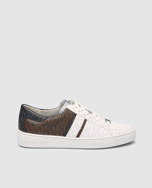 Imagen 0 de Zapatillas de piel de mujer Michael Kors multicolor con cierre de cordones. Modelo KEATON STRIPE SNEAKER.