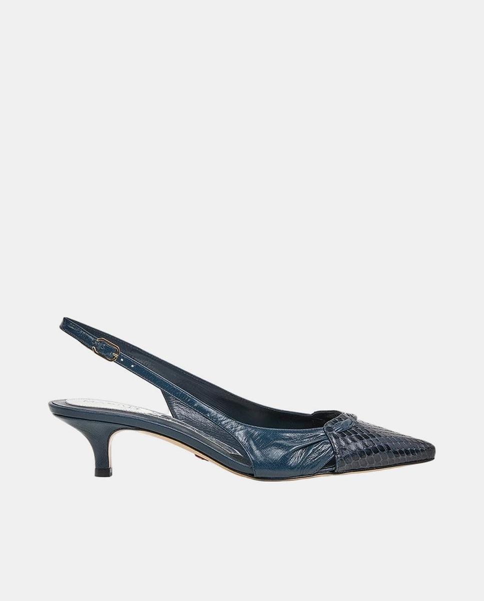 Imagen 0 de Kitten heel cortes originales piel azul marino