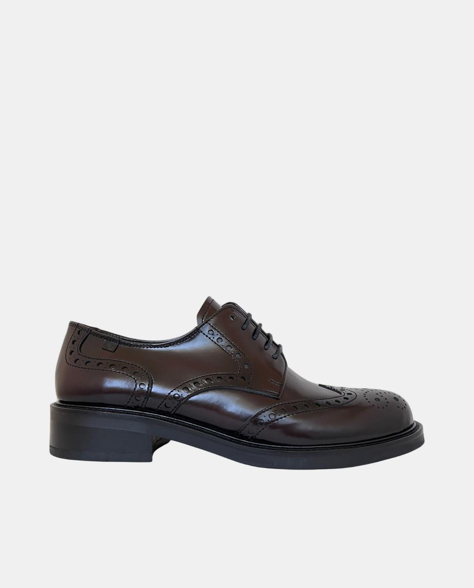 Imagen 0 de Zapatos planos de mujer en piel con tacón bloque