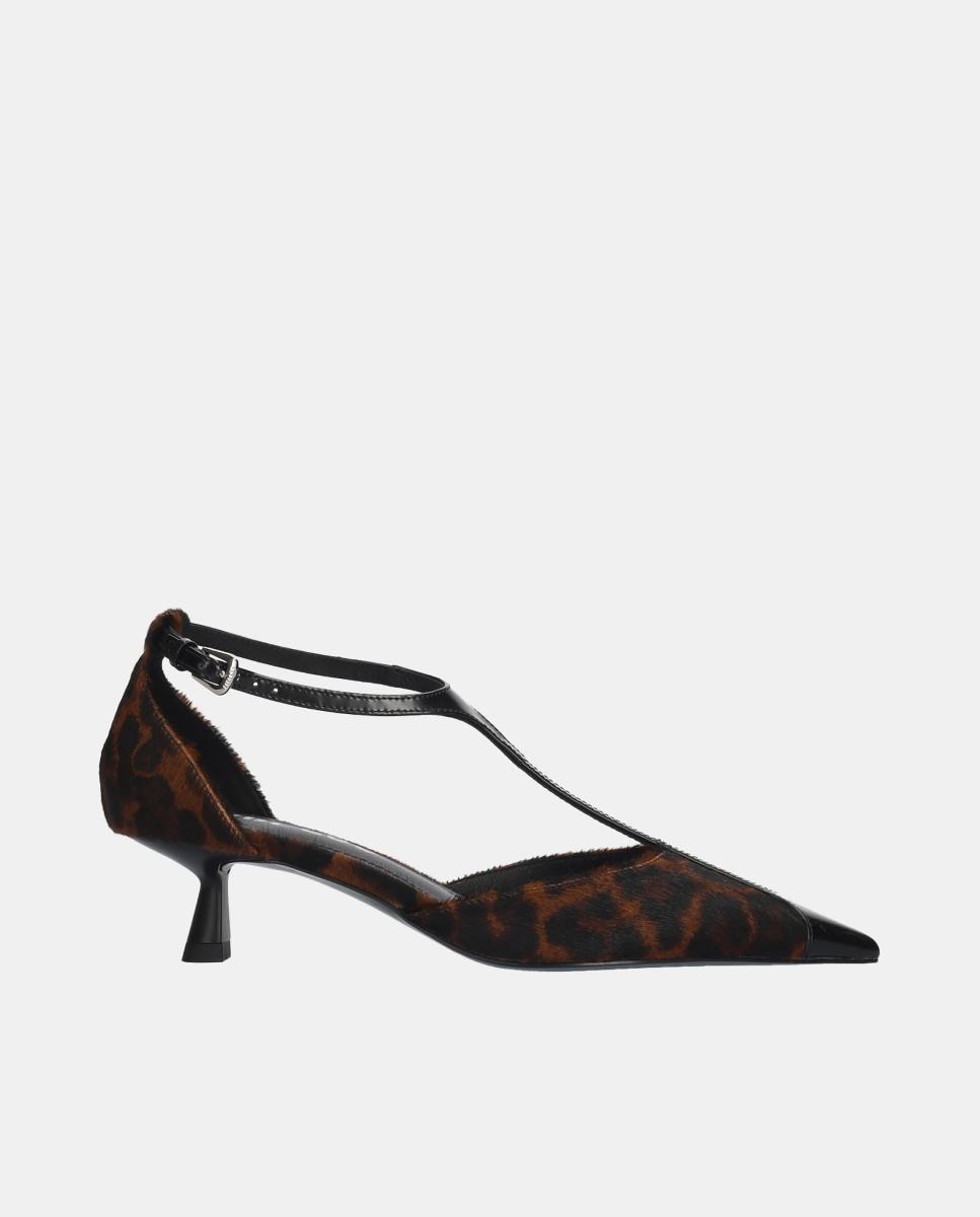 Imagen 0 de Zapato de salón tipo t de piel, punta afilada