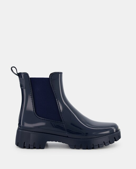 Imagen 0 de Botas de agua de mujer en azul marino planas tipo chelsea con suela track