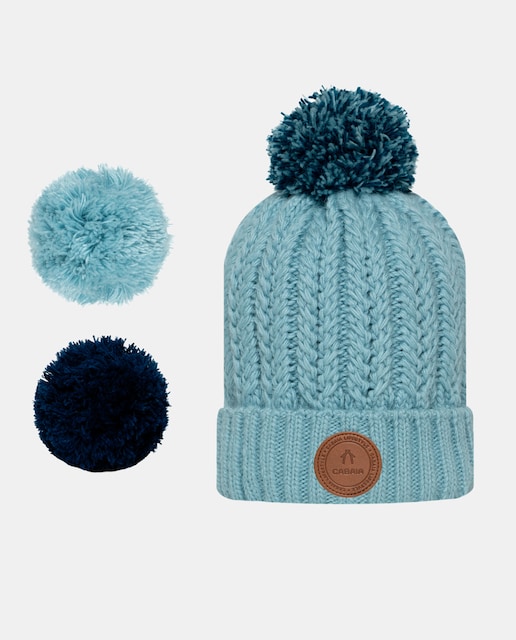 Imagen 0 de Gorro color crema con 3 pompones intercambiables color crema, menta y gris