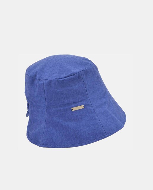 Bucket de algodón en azul con elástico para justar