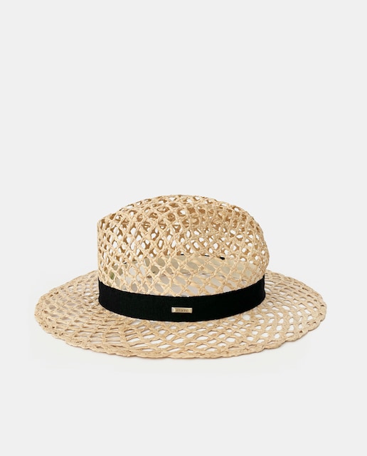 Imagen 0 de Sombrero fedora de paja con cinta negra