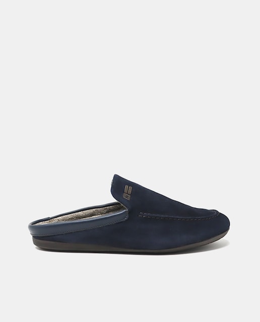 Imagen 0 de Zapatillas de casa de hombre en azul marino abiertas de serraje lisas