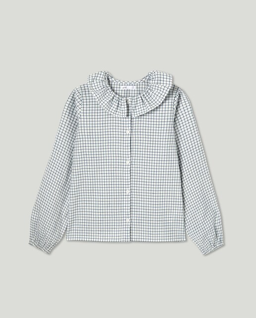 Imagen 0 de Blusa niña cuello volante cuadros