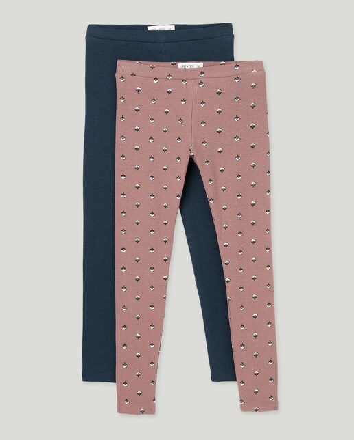 Imagen 0 de Pack 2 leggings niña canalé estampado y liso