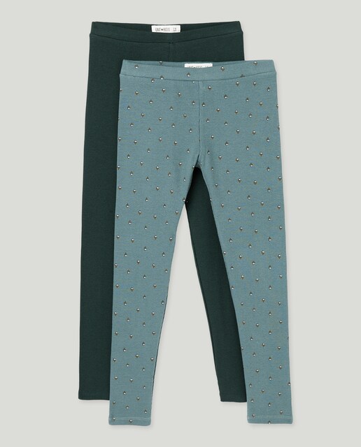 Imagen 0 de Pack 2 leggings niña canalé estampado y liso
