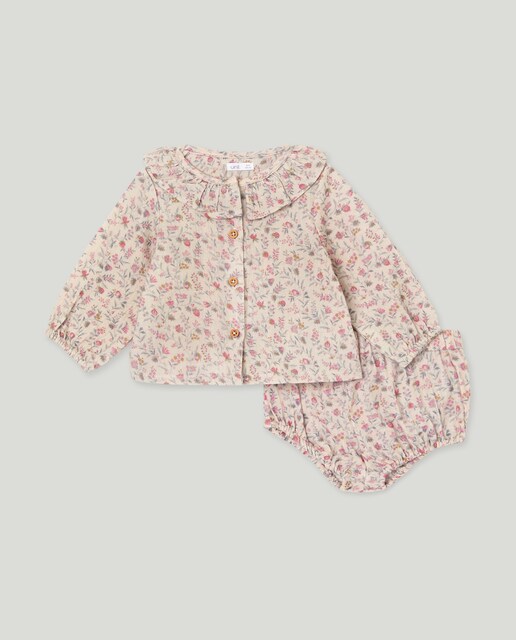 Imagen 0 de Conjunto recién nacido flores gasa