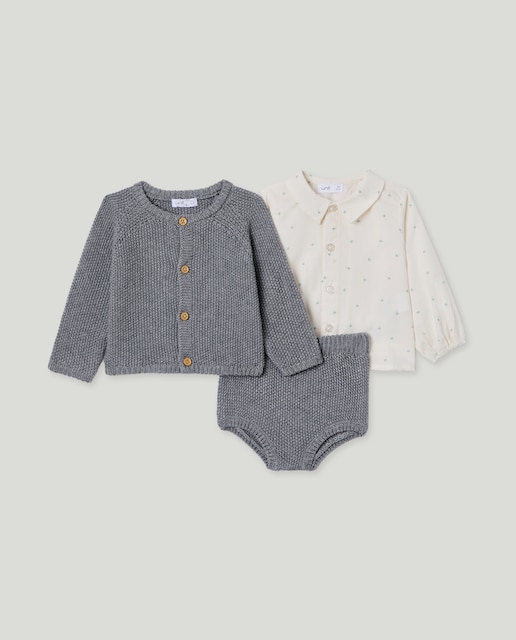 Imagen 0 de Conjunto recién nacido tres piezas tricot