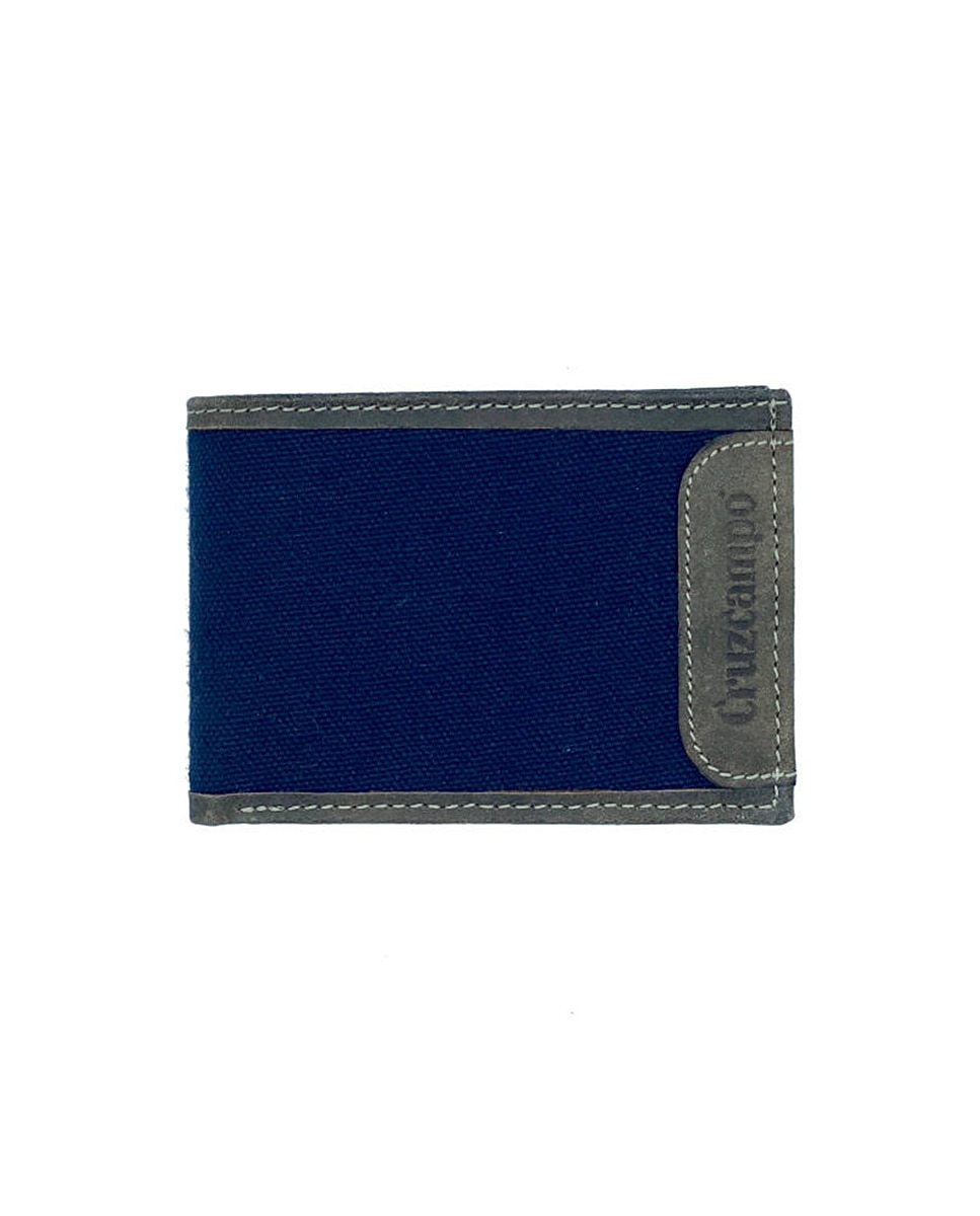 Imagen 0 de Cartera Cruzcampo Lona y Piel Azul y Marrón