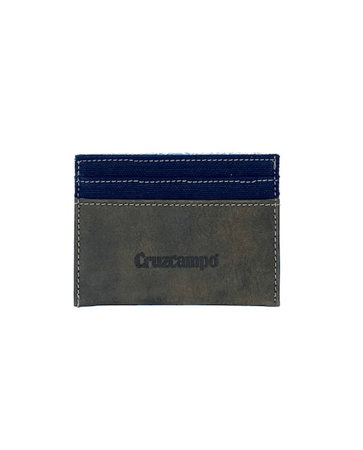 Imagen 0 de Tarjetero Cruzcampo Lona y Piel Azul y Marrón