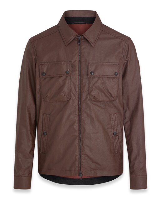 Imagen 0 de Sobrecamisa de hombre de algodón encerado con cremallera de cuatro bolsillos con logo pequeño en brazo