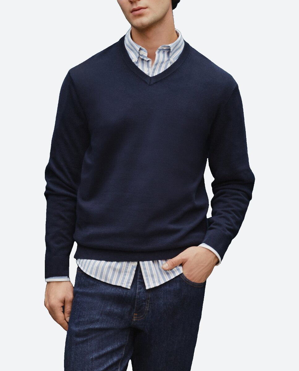 Imagen 0 de Sueter cuello pico algodón hombre
