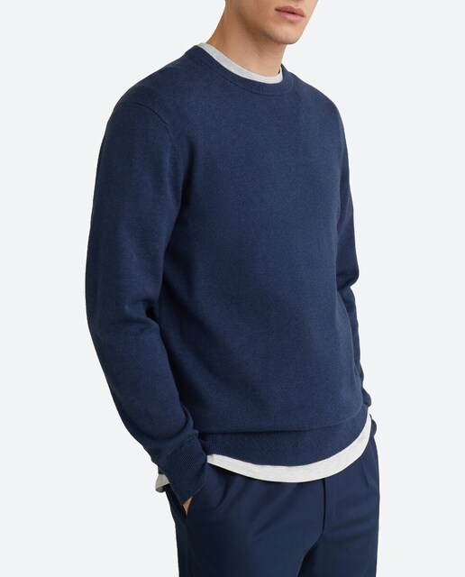 Imagen 0 de Jersey de hombre de cuello redondo liso algodón seda